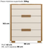 Comoda 4 Gavetas Dhara 86 Cm Moval Freijo Off White - 3