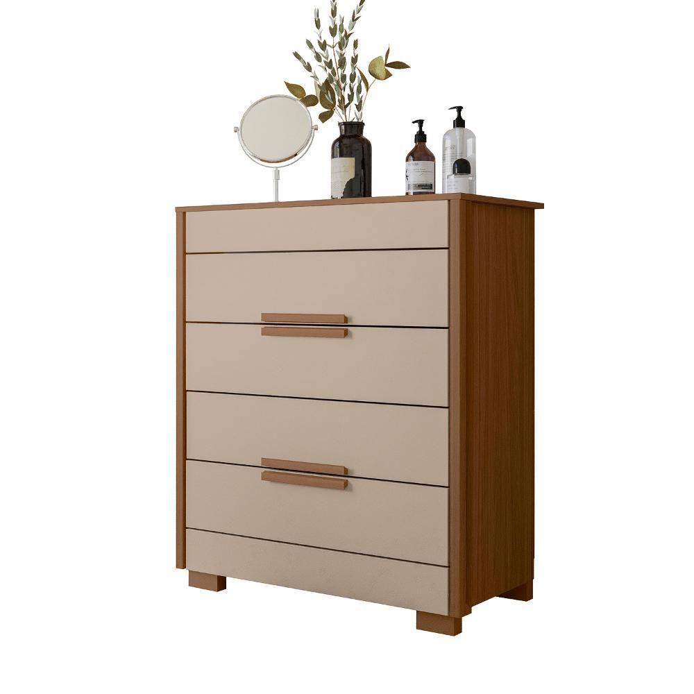 Comoda 4 Gavetas Dhara 86 Cm Moval Carvalho Fendi - 1