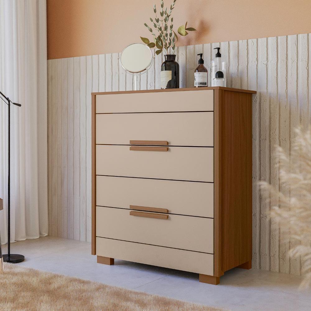 Comoda 4 Gavetas Dhara 86 Cm Moval Carvalho Fendi - 3