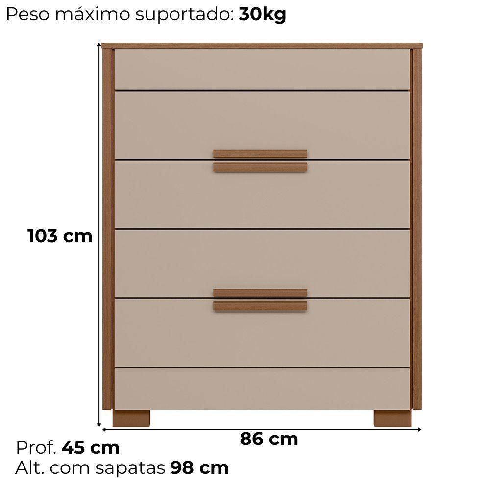 Comoda 4 Gavetas Dhara 86 Cm Moval Carvalho Fendi - 7