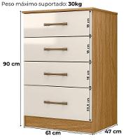 Comoda 4 Gavetas 61 Cm MS913 Moval Freijo Off White