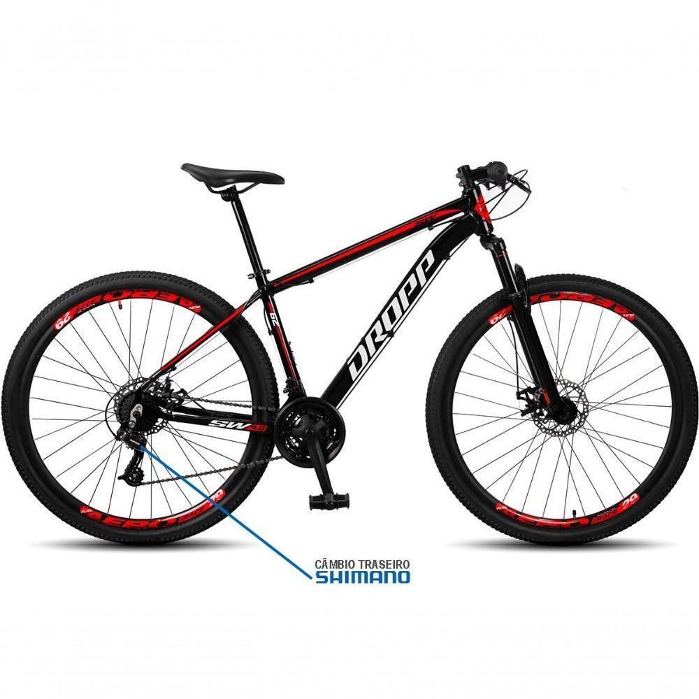 Bicicleta Aro 29 Dropp Sw 24 Vel Câmbio Shimano Quadro Alumínio Mtb Preto + Vermelho 17 - 3
