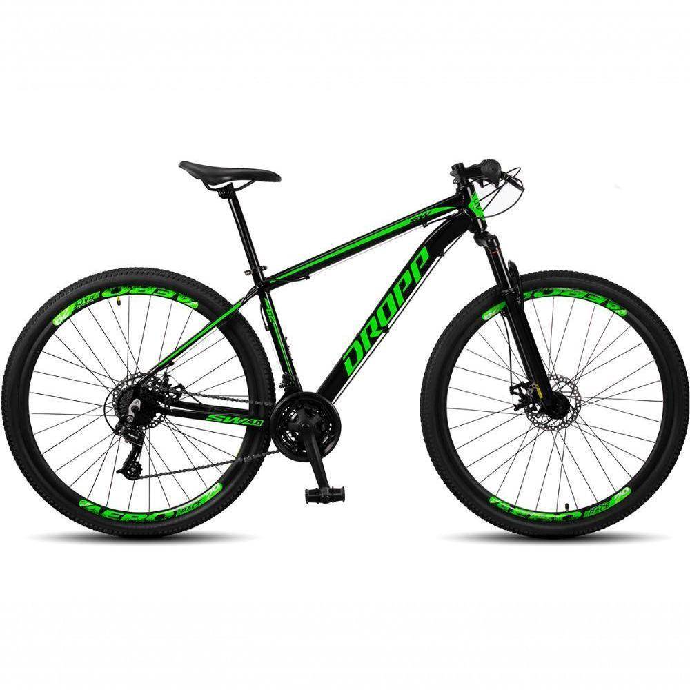 Bicicleta Aro 29 Dropp Sw 24 Vel Câmbio Shimano Quadro Alumínio Mtb Preto + Verde 19 - 2