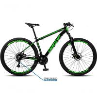 Bicicleta Aro 29 Dropp Sw 24 Vel Câmbio Shimano Quadro Alumínio Mtb Preto + Verde 19 - 3
