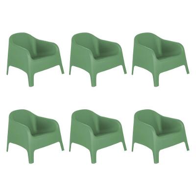 Kit 6 Cadeiras Poltrona Para Jardim Varanda Skarpo Verde Claro