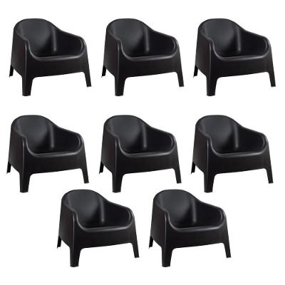 Kit 8 Cadeiras Poltrona Para Jardim Varanda Skarpo Preto