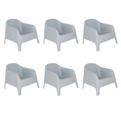 Kit 6 Cadeiras Poltrona Para Jardim Varanda Skarpo Cinza