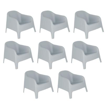 Kit 8 Cadeiras Poltrona Para Jardim Varanda Skarpo Cinza