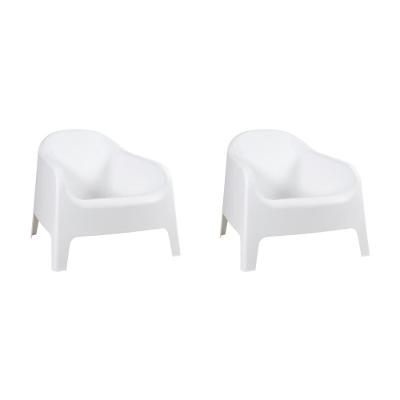 Kit 2 Cadeiras Poltrona Para Jardim Varanda Skarpo Branco