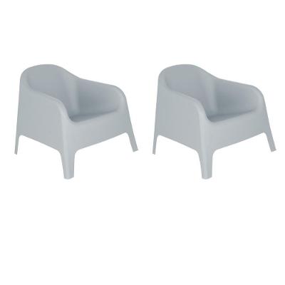 Kit 2 Cadeiras Poltrona Para Jardim Varanda Skarpo Cinza