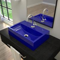 Kit Cuba Q45 Com Torneira 1198 Metal + Válvula 1'' (2,6cm) + Sifão Cromado + Flexível Azul Escuro - 1