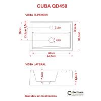 Kit Cuba Q45 Com Torneira 1198 Metal + Válvula 1'' (2,6cm) + Sifão Cromado + Flexível Azul Escuro - 6