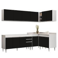 Armário De Cozinha Modulado De Canto 6 Peças Cp31 Balcão Sem Tampo Branco/preto - Lumil - 1