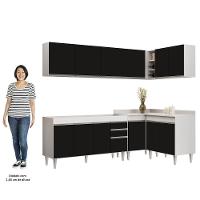 Armário De Cozinha Modulado De Canto 6 Peças Cp31 Balcão Sem Tampo Branco/preto - Lumil - 5