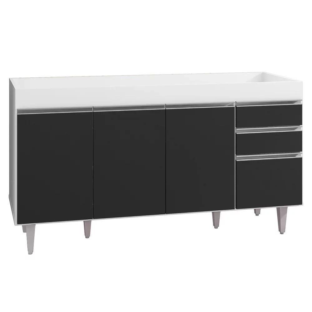 Armário De Cozinha Modulado De Canto 7 Peças Cp22 Balcão Sem Tampo Branco/preto - Lumil - 3