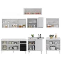 Armário De Cozinha Modulado De Canto 7 Peças Cp22 Balcão Sem Tampo Branco/preto - Lumil - 2