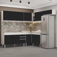 Armário De Cozinha Modulado De Canto 7 Peças Cp22 Balcão Sem Tampo Branco/preto - Lumil - 7