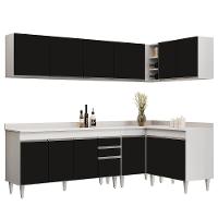 Armário De Cozinha Modulado De Canto 6 Peças Cp32 Balcão Com Tampo Branco/preto - Lumil - 1