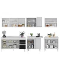 Armário De Cozinha Modulado De Canto 6 Peças Cp32 Balcão Com Tampo Branco/preto - Lumil - 6