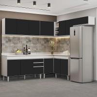 Armário De Cozinha Modulado De Canto 7 Peças Cp23 Balcão Com Tampo Branco/preto - Lumil - 2