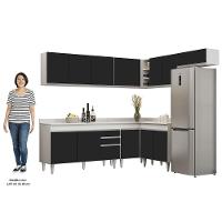 Armário De Cozinha Modulado De Canto 7 Peças Cp23 Balcão Com Tampo Branco/preto - Lumil - 5