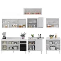 Armário De Cozinha Modulado De Canto 7 Peças Cp23 Balcão Com Tampo Branco/preto - Lumil - 6