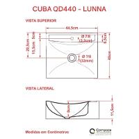 Kit Cuba Q440 Com Torneira Luxo 1195 Metal + Válvula Click 1''b (2,6cm) + Sifão Cromado + Flexível Verde Acqua - 6