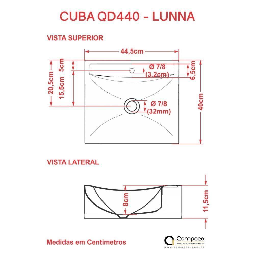 Kit Cuba Q440 Com Torneira Luxo 1195 Metal + Válvula Click 1''b (2,6cm) + Sifão Cromado + Flexível Azul Turquesa - 7