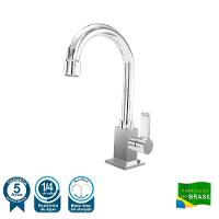 Kit Cuba Q440 Com Torneira Luxo 1195 Metal + Válvula Click 1''b (2,6cm) + Sifão Cromado + Flexível Azul Turquesa