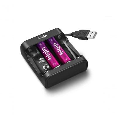 Carregador De Pilhas Elgin Usb Com 2 Unidades Aa 1500mah