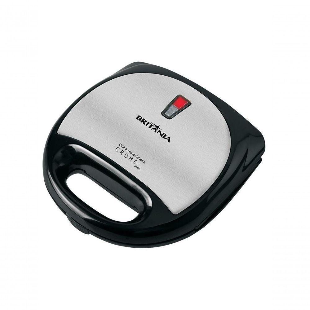 Sanduicheira E Grill Britania Crome Inox Preta 110V - 2