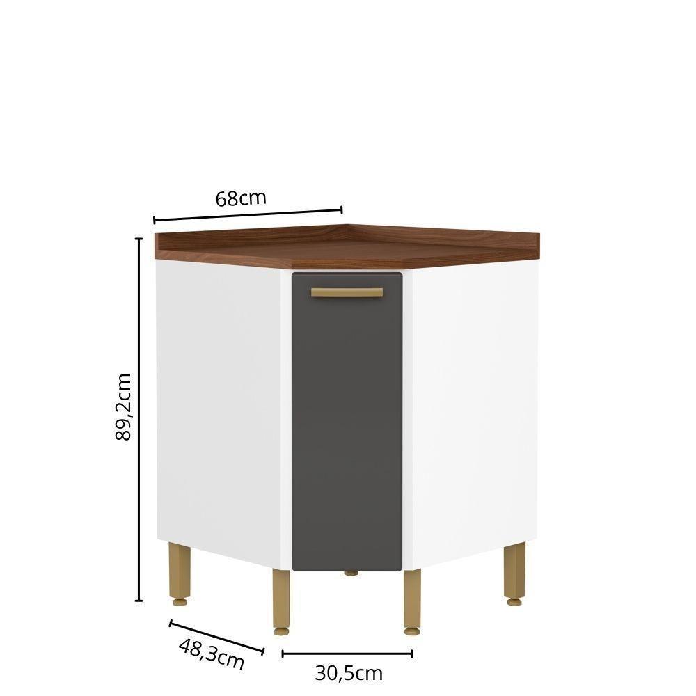 Balcão Cozinha De Canto Em Aço Com 1 Porta Bella Bertolini Grafite/branco - 2