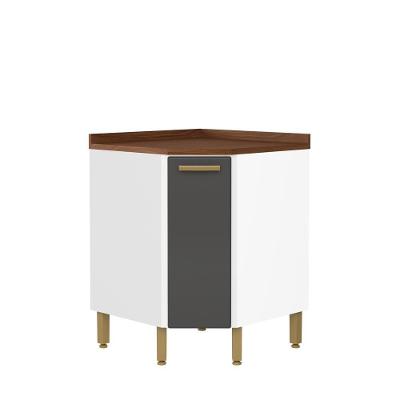 Balcão Cozinha De Canto Em Aço Com 1 Porta Bella Bertolini Grafite/branco