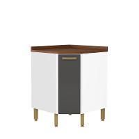 Balcão Cozinha De Canto Em Aço Com 1 Porta Bella Bertolini Grafite/branco - 1