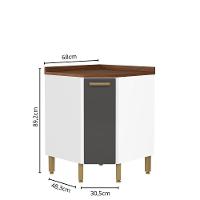 Balcão Cozinha De Canto Em Aço Com 1 Porta Bella Bertolini Grafite/branco - 2