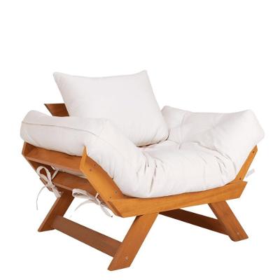 Poltrona Japão Acquablock Madeira Nobre Mel - Branco Off Branco Off
