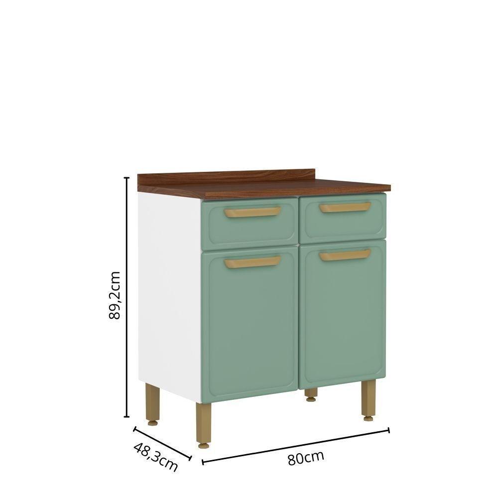Balcão De Aço Com Tampo 2 Portas 2 Gavetas Verde Bertolini Verde/branco - 2