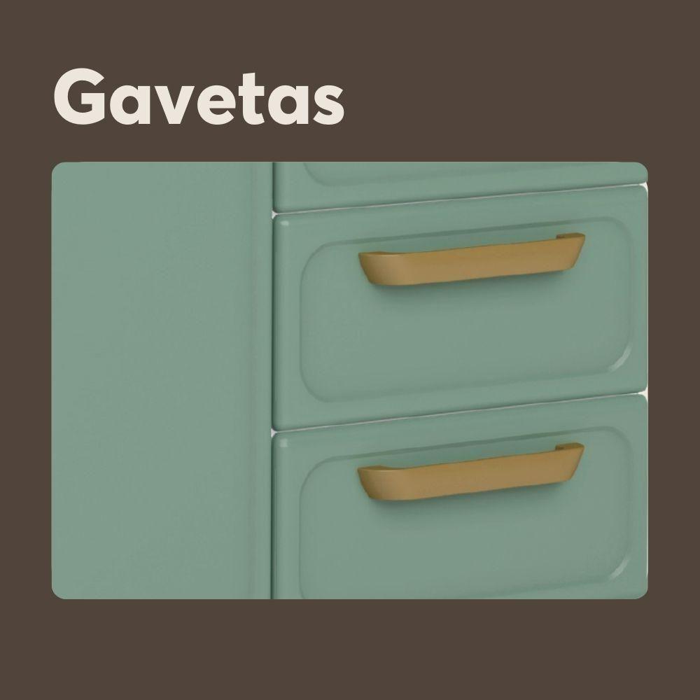 Balcão De Aço Com Tampo 2 Portas 2 Gavetas Verde Bertolini Verde/branco - 4