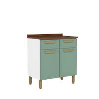 Balcão De Aço Com Tampo 2 Portas 2 Gavetas Verde Bertolini Verde/branco - 1