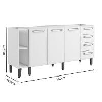 Balcão De Aço 3 Portas 4 Gavetas 2 Nichos Branco Bertolini Branco - 2