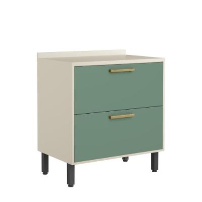 Balcão 80cm Tampo Gavetão E Porta Basculante Verde Bertolini Verde/areia