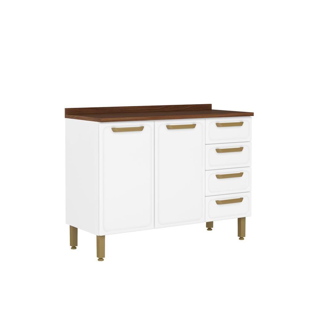 Balcão De Aço Com Tampo 3 Portas 4 Gavetas Bella Bertolini Branco - 1