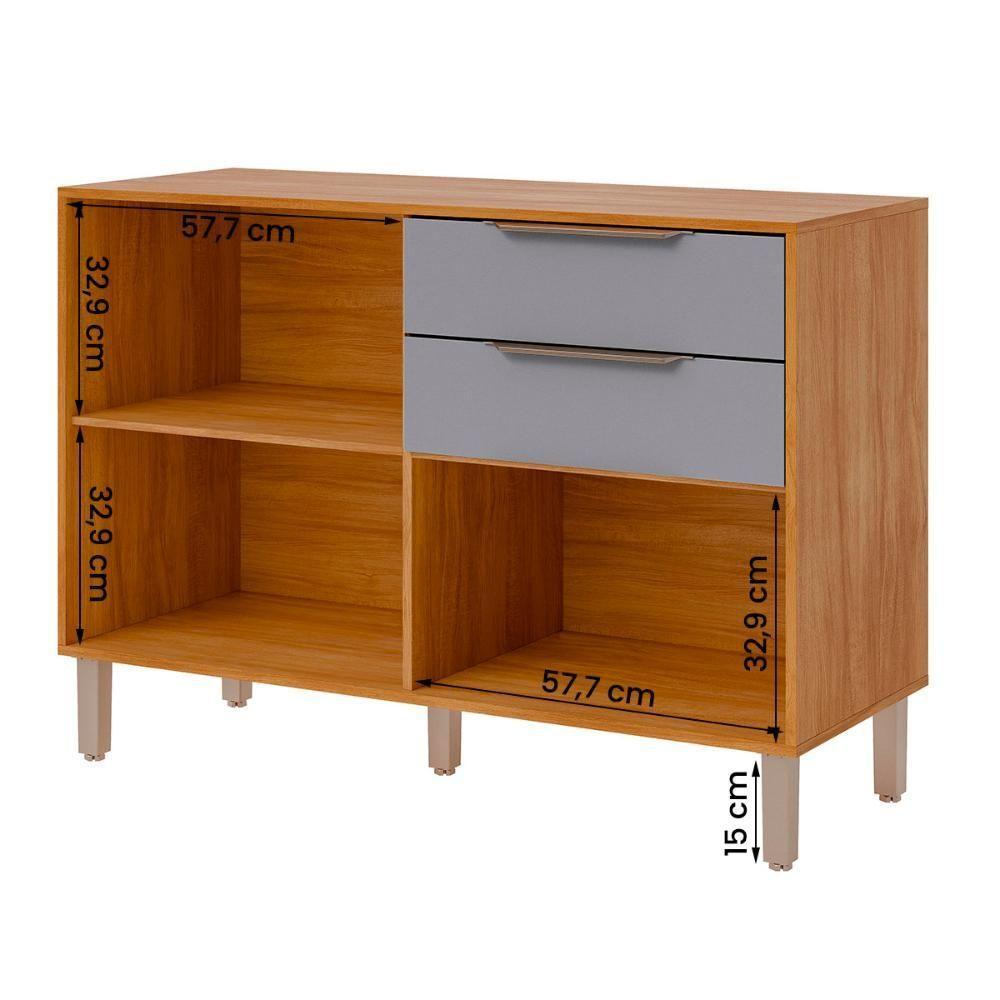 Balcão Divina 120 Cm Para Cozinha Com 2 Portas E 2 Gavetas Cinamomo/platina - 3