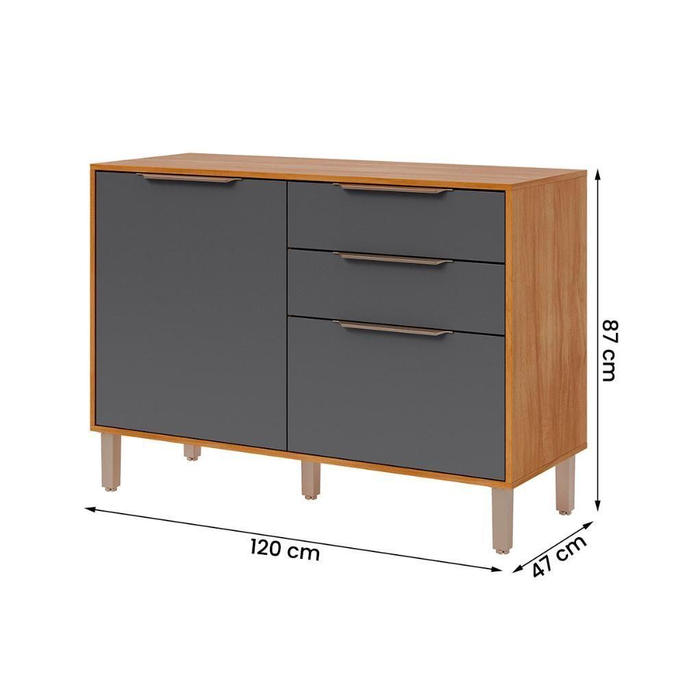 Balcão Divina 120 Cm Para Cozinha Com 2 Portas E 2 Gavetas Cinamomo/titanium - 4