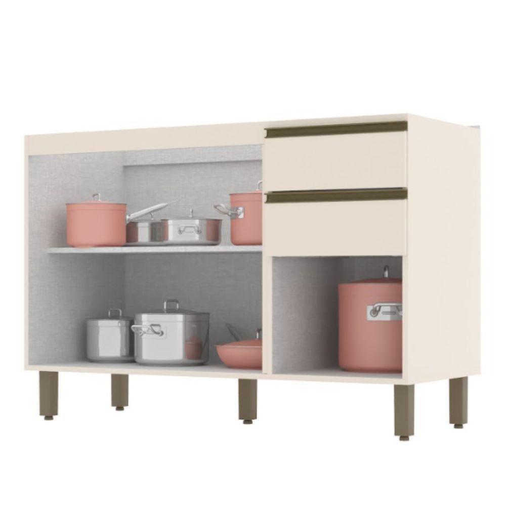 Balcão Para Pia 2 Gavetas 3 Portas 120 Cm Henn Off White - 2