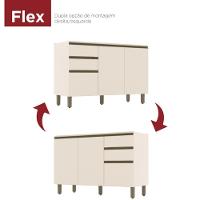 Balcão Para Pia 2 Gavetas 3 Portas 120 Cm Henn Off White