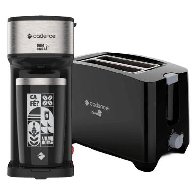 Kit Cafeteira Elétrica Vambora 600W com Copo Térmico 470ml e Torradeira Croc 750W Cadence