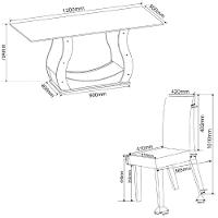 Conjunto De Mesa Sala De Jantar 1,20m 4 Cadeiras Veneto Veludo Viero Madeirado - 5