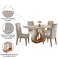 Conjunto De Mesa Sala De Jantar 1,20m 4 Cadeiras Veneto Veludo Viero Madeirado - 6