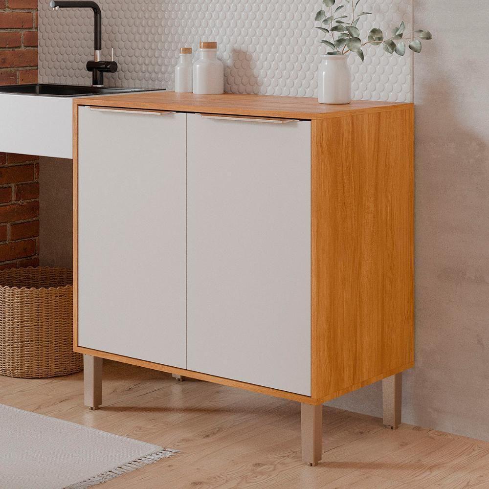 Balcão Divina 80 Cm Para Cozinha Com 2 Portas Cinamomo/branco - 1